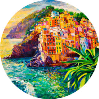 Oil Painting On Canvas Amalfi Coast Sticker
