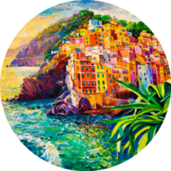 Oil Painting On Canvas Amalfi Coast Sticker