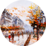 Oil Painting - Street View Of Paris Autumn Leaves Sticker