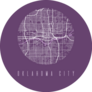 Oklahoma City Map Poster On Purple Sticker