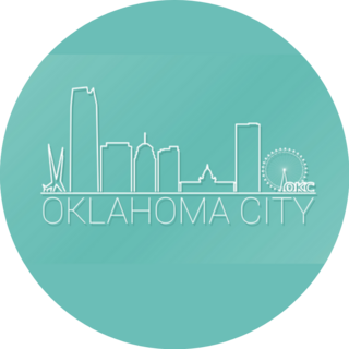 Oklahoma City, Ok, Usa Skyline Teal Sticker