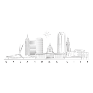 Oklahoma City, Oklahoma Skyline Minimal Linear Sticker