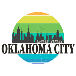 Oklahoma City Skyline Lettering Illustration Sticker