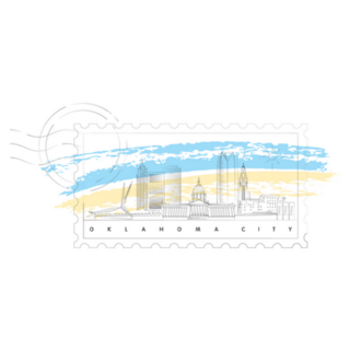 Oklahoma City, Skyline Stamp Illustration Sticker