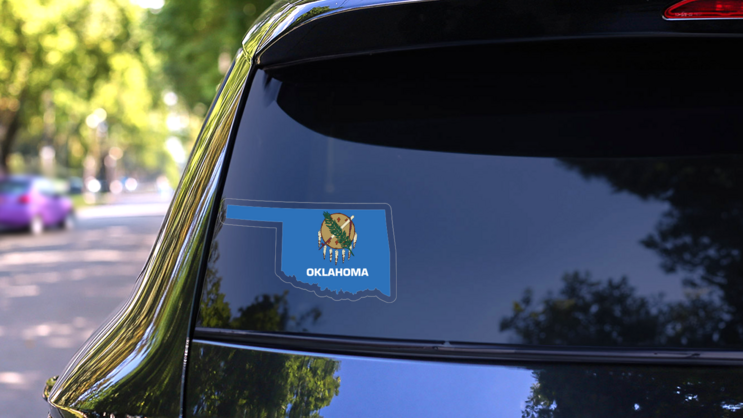 Oklahoma Flag State Sticker on a Rear Car Window (New) example