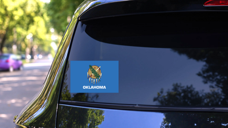 Oklahoma Ok State Flag Sticker on a Rear Car Window (New) example