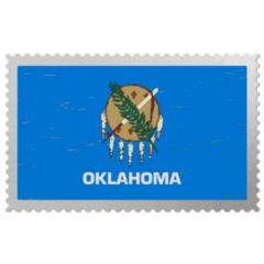 Oklahoma Usa Flag On Old Postage Stamp Sticker