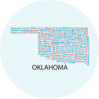 Oklahoma Word Cloud Map Design Sticker