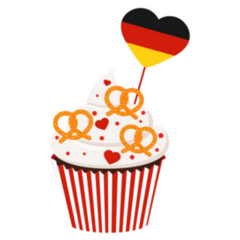 Oktoberfest Cupcake With German Flag And Pretzel Sticker