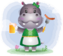 Oktoberfest Hippo In A Traditional Costume Sticker