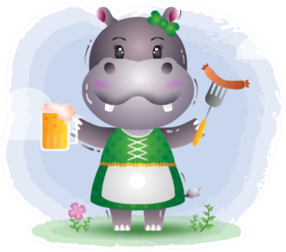 Oktoberfest Hippo In A Traditional Costume Sticker