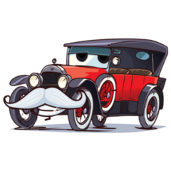 Old Cartoon Retro Car Character 1920s Sticker