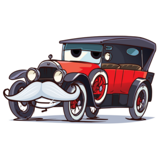 Old Cartoon Retro Car Character 1920s Sticker