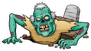 Old Cartoon Zombie In Grave Sticker