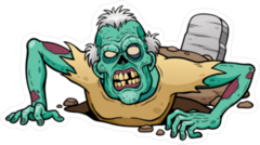 Old Cartoon Zombie In Grave Sticker