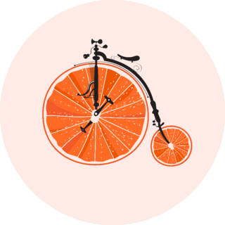 Old-fashioned Bicycle With Orange Wheels Cute Sticker