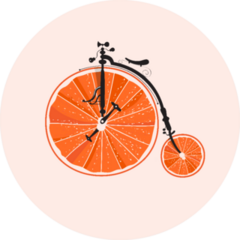 Old-fashioned Bicycle With Orange Wheels Cute Sticker
