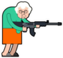 Old Lady with Assault Rifle Sticker