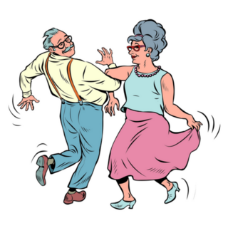 Old Man And Old Lady Dancing Pop Art Retro 50s Style Sticker