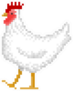 Old School 8 Bit Pixel Art White Hen Standing Sticker