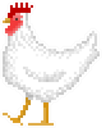Old School 8 Bit Pixel Art White Hen Standing Sticker