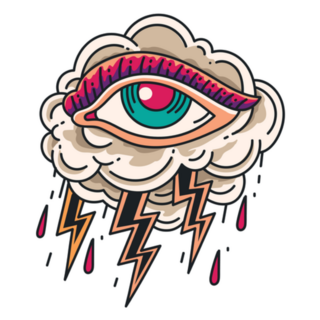 Old School Crying Eye Cloud Tattoo Sticker