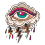 Old School Crying Eye Cloud Tattoo Sticker