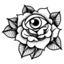 Old School Rose Black and White Tattoo With Eye Sticker