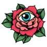 Old School Rose Tattoo With Eye Sticker