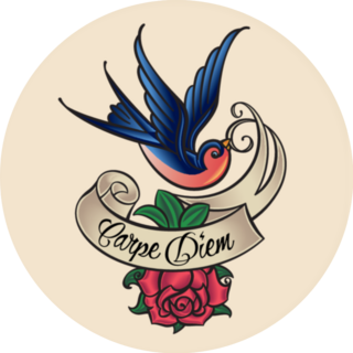 Old-school Swallow Carpe Diem Tattoo Sticker