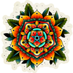 Old School Vibrant Tattoo Flower Sticker