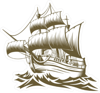 Old Ship on the Waves Illustration Sticker