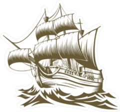 Old Ship on the Waves Illustration Sticker