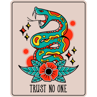 Old Traditional Trust No One Snake Tattoo Sticker