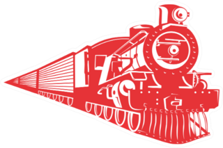 Old Train Cartoon In Red Sticker