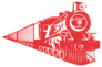 Old Train Cartoon In Red Sticker