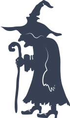 Old Witch Walking With Cane Sticker