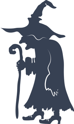 Old Witch Walking With Cane Sticker