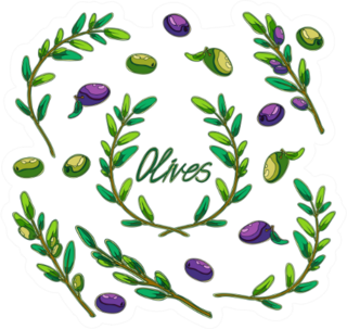Olives And Branches Lettering Sticker