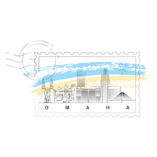 Omaha, Nebraska Skyline Minimal Stamp Sticker