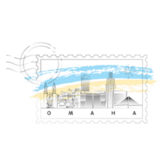 Omaha, Nebraska Skyline Minimal Stamp Sticker