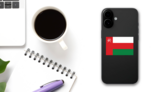 Oman Country Flag Sticker on a Phone (New) example