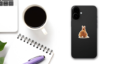 One Brown Rabbit Tail Sticker on a Phone (New) example