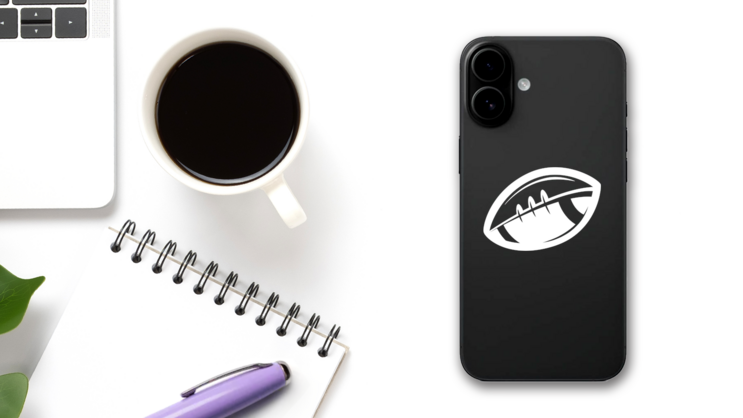 One-Color Modern Football At An Angle on a Phone (New) example
