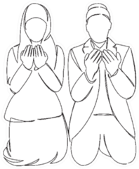 One Continuous Drawing Line Art Muslim Couple Sticker