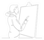 One Continuous Drawing Line Artist Paints With A Brush Sticker