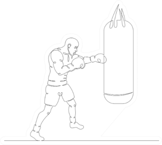 One Continuous Drawing Line Boxer With Punching Bag Sticker