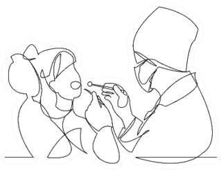 One Continuous Drawn Line Of Dentist And Patient Sticker