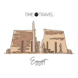 One Continuous Line Drawing Ancient Egyptian Luxor Sticker