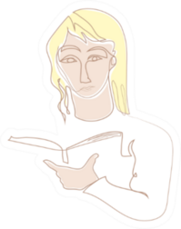 One Continuous Line Drawing Of Woman Reading Book Sticker